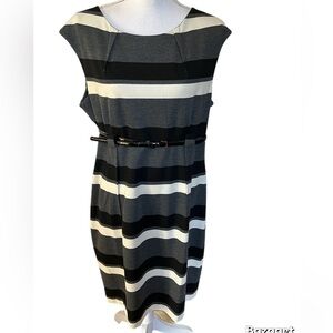 Coldwater Creek Womens Dress Size 14M Black/gray/white Sleeveless Zip Back